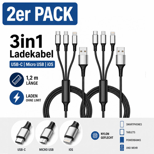 Ladekabel 3in1 usb micro - ladekabel,